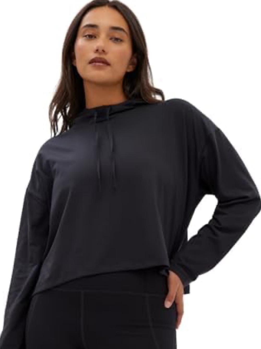 girlfriend collective Black Cropped Lightweight Hoodie